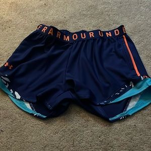 Navy blue under armour running shorts